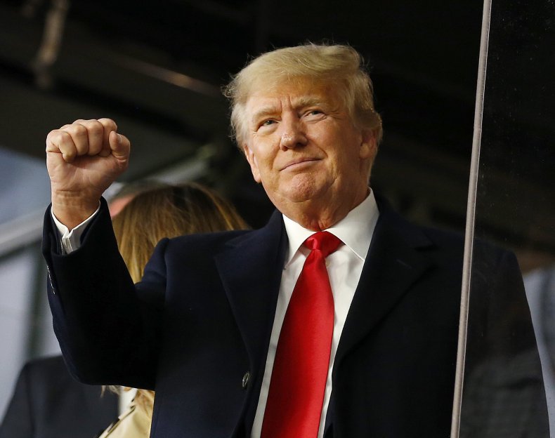 Donald Trump attends a World Series game.