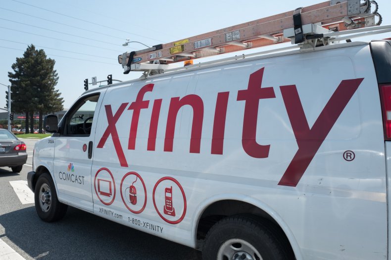 Truck with signage for Comcast Xfinity