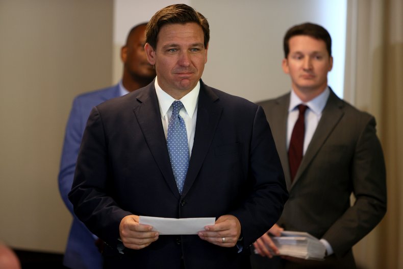 Ron DeSantis during an event in Surfside