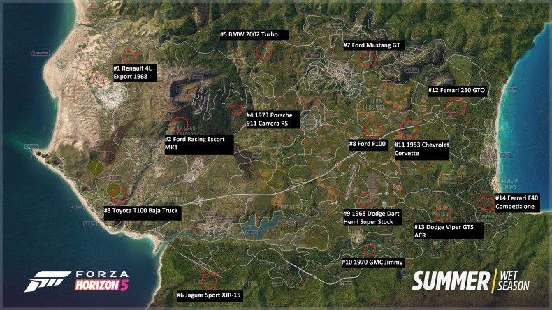 Forza Horizon 5 Barn Find Locations