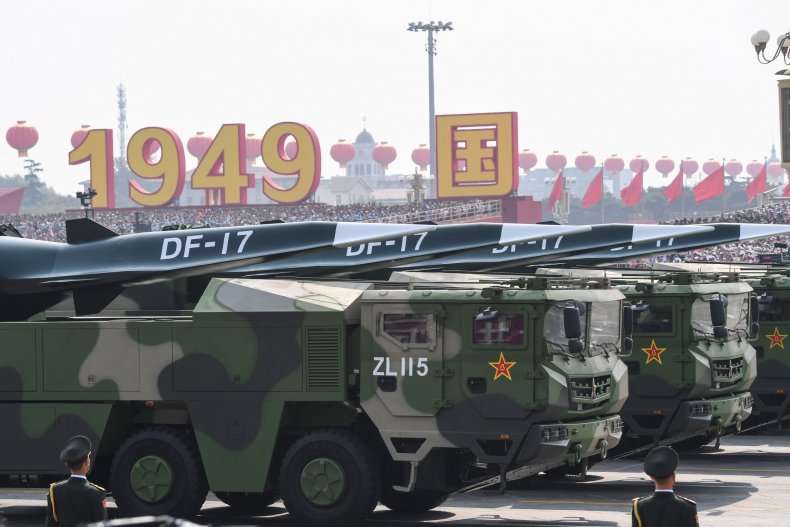 China DF-17 hypersonic missiles in Beijing parade