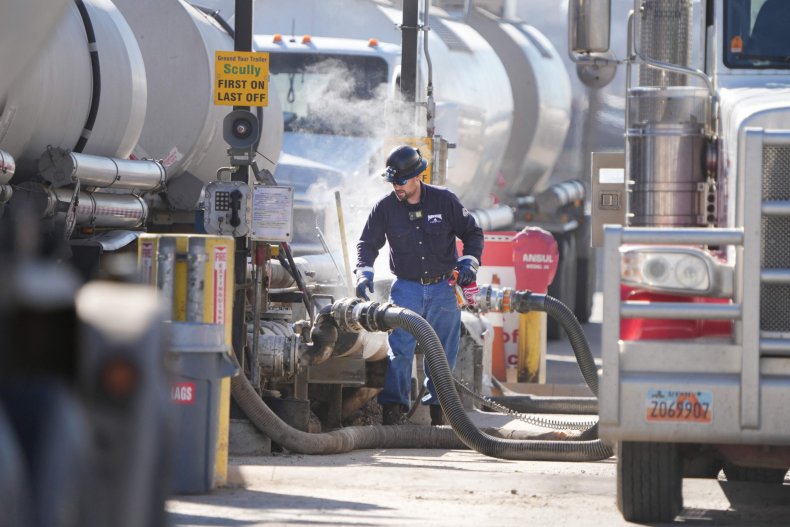 Oil tankers drop off crude oil 