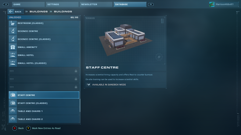 Staff Center Database Page