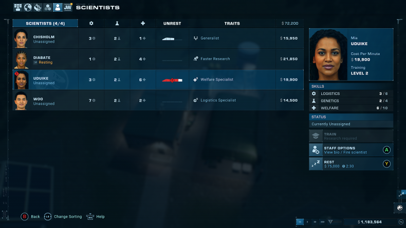 Staff Center Menu in Jurassic World Evolution