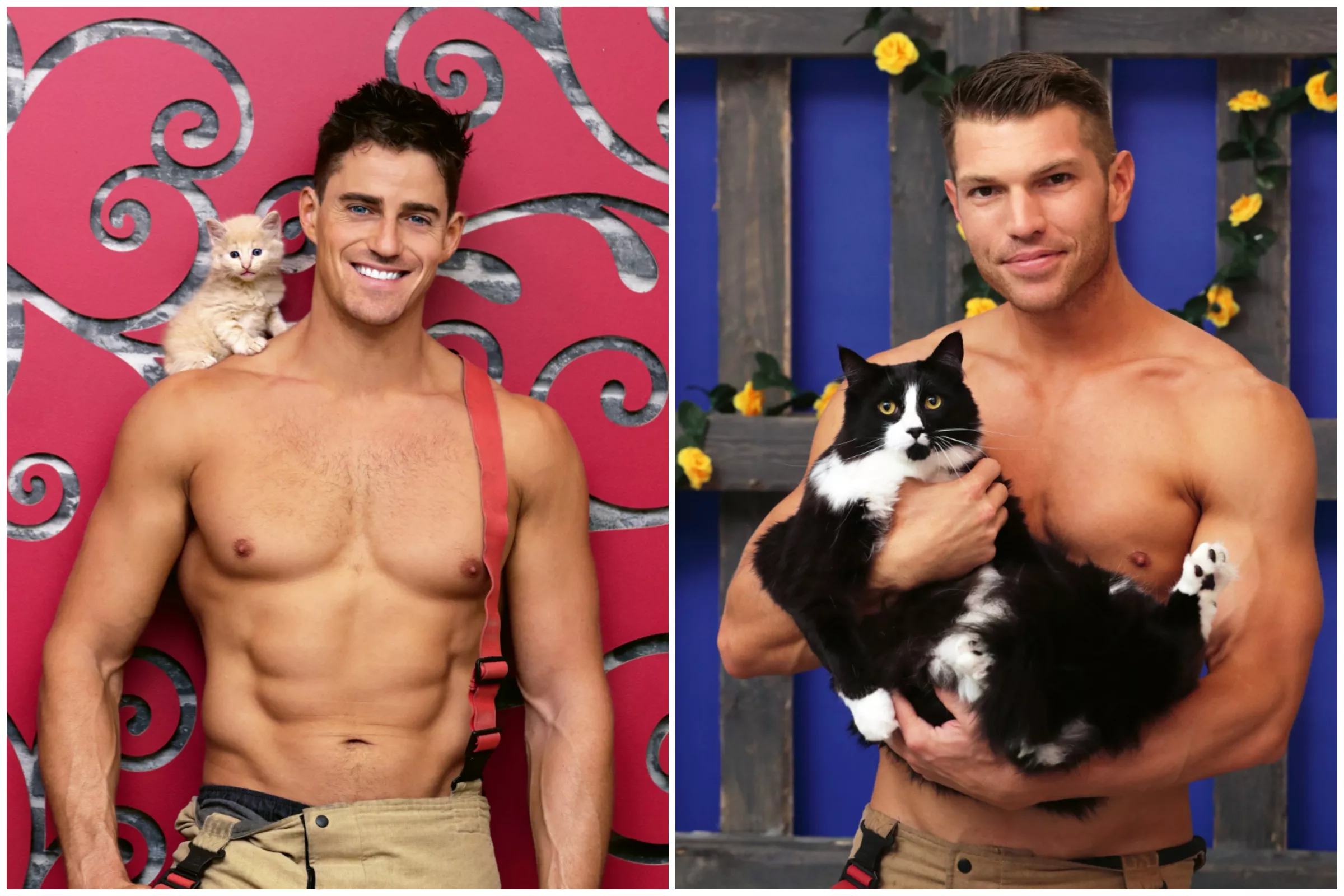 Firefighters Pose Topless With Cats in Scorching Hot 2022 Calendar