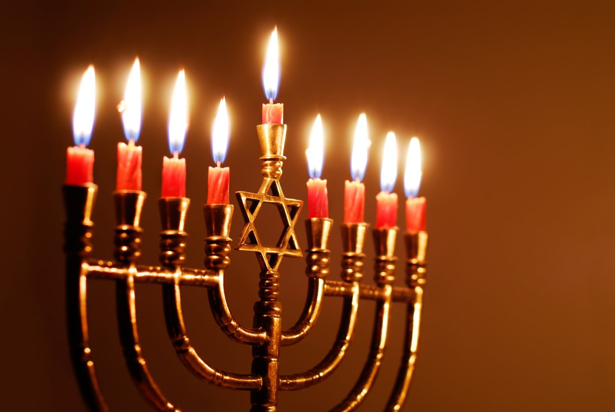 A Hanukkah menorah. 