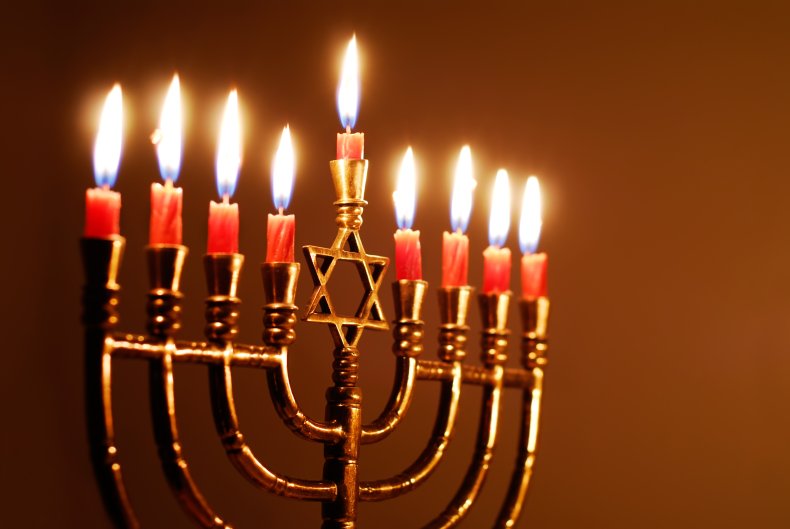 A Hanukkah menorah. 