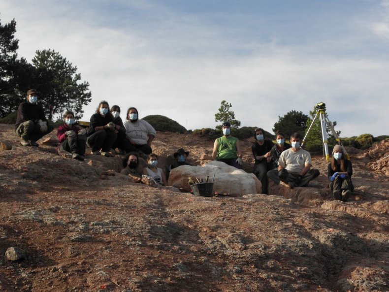 Excavation team, titanosaur eggs