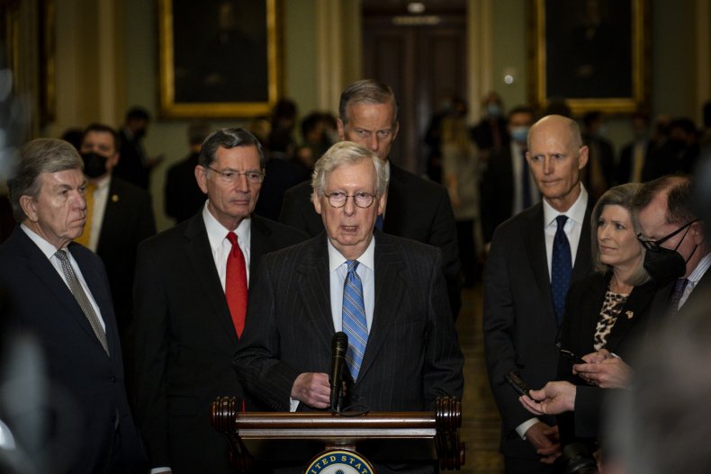 Mitch McConnell Donald Trump infrastructure Biden ceremony