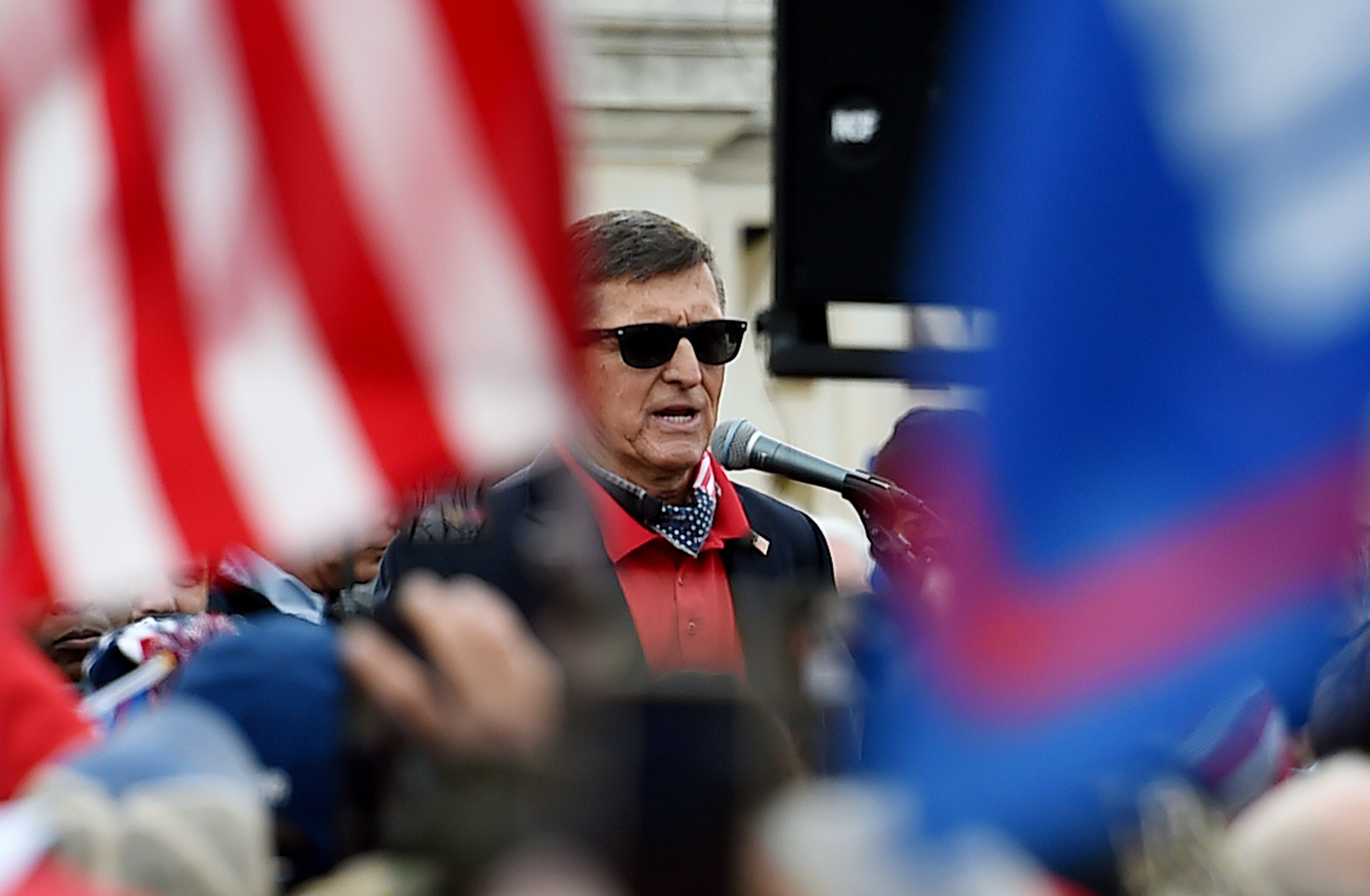 Michael Flynn speaks at MAGA march