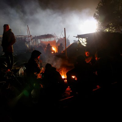 Migrants living in makeshift Poland-Belarus border camps Migrants living in makeshift Poland-Belarus border camps