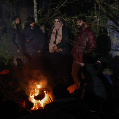 Migrants living in makeshift Poland-Belarus border camps Migrants living in makeshift Poland-Belarus border camps