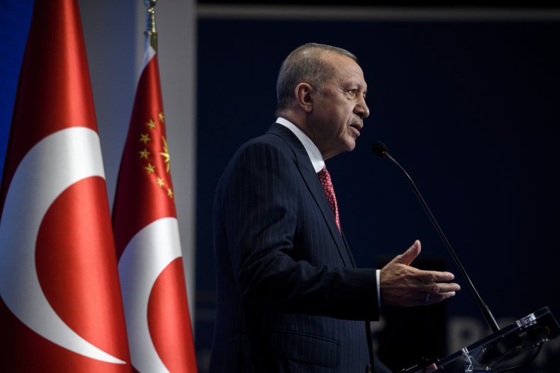 Turkish president Recep Tayyip Erdogan attends a 
