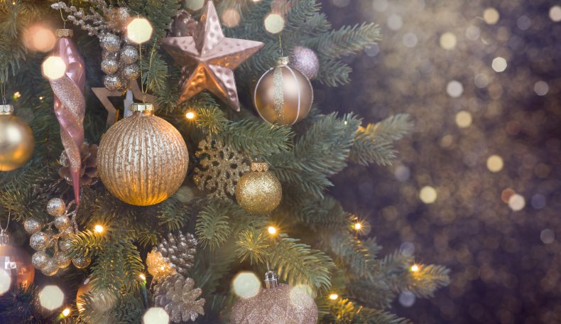 Decorations on a Christmas tree.