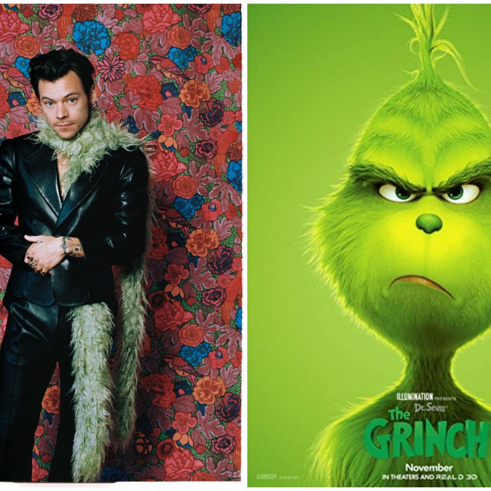 Harry Styles' Green Outfit Sparks Wild Comparisons: 'Grinch Core Aesthetic'