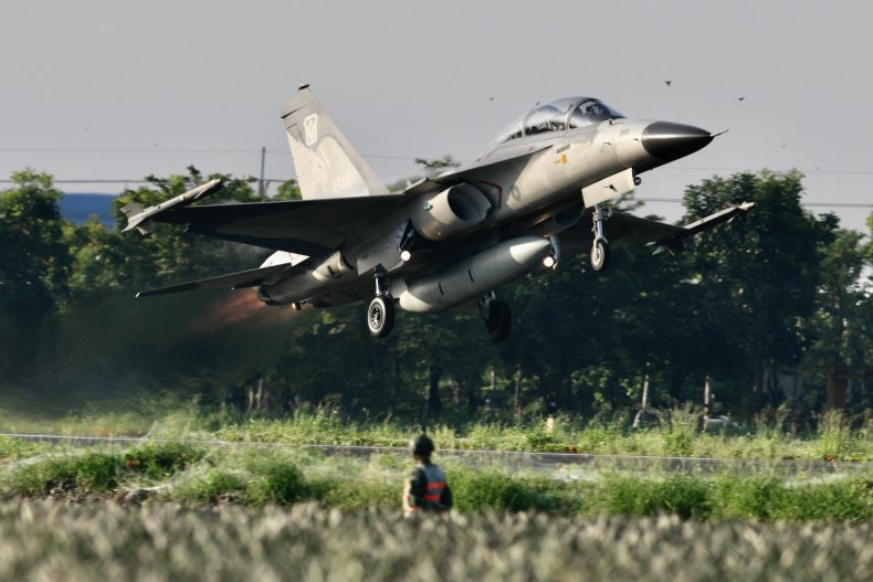 Taiwanese aircraft takes off for military drills