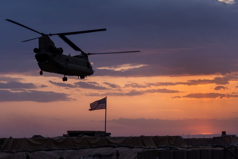 A U.S. Army CH-47 Chinook helicopter takes 