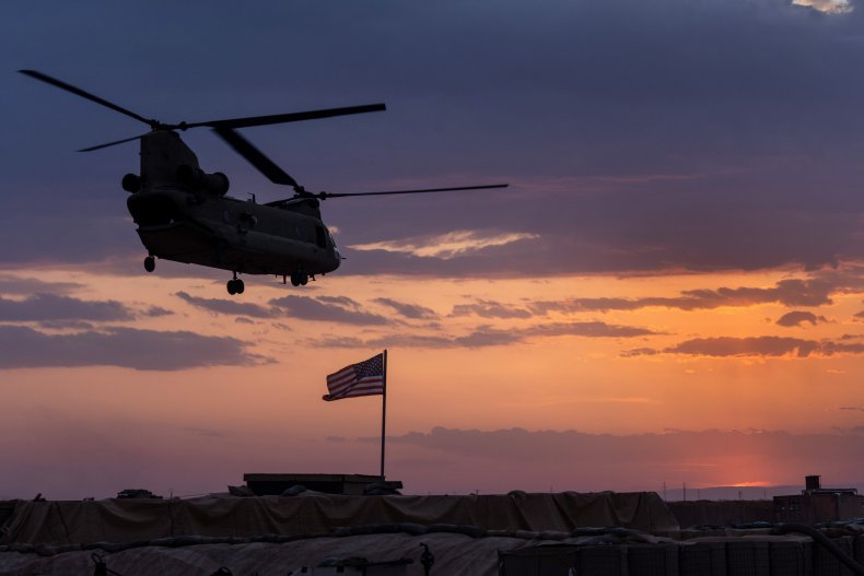 A U.S. Army CH-47 Chinook helicopter takes