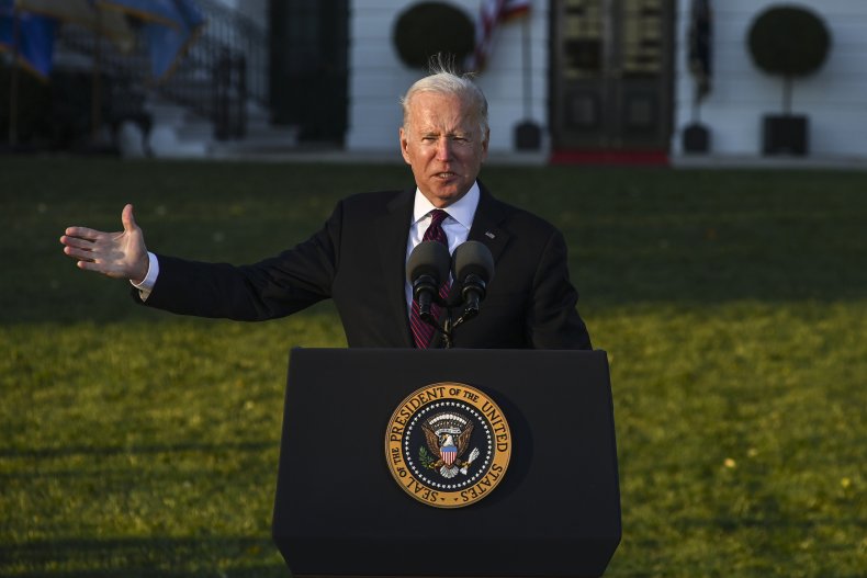 U.S. President Joe Biden delivers remarks before