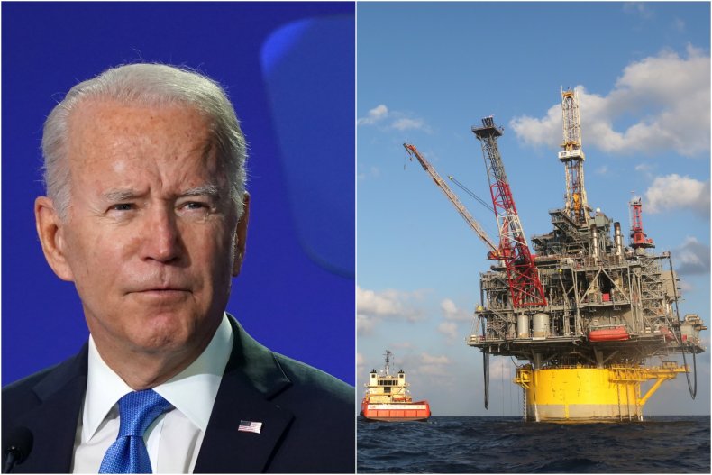 Joe Biden and drilling platform