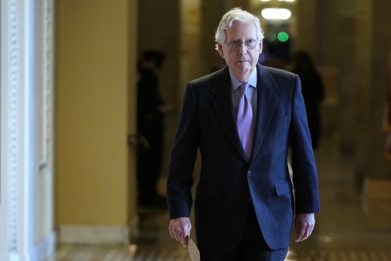 Senate Minority Leader Mitch McConnell (R-KY) walks 