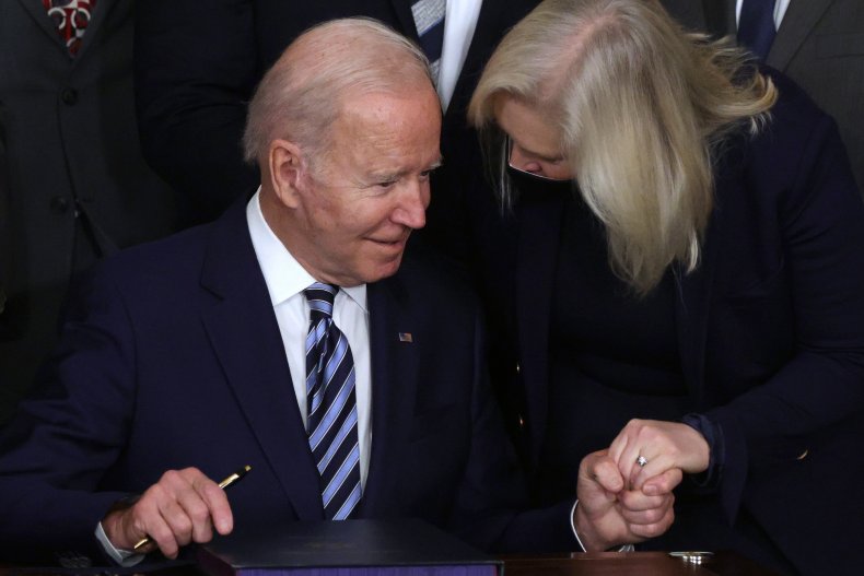 Biden Listens to Senator Kirsten Gillibrand