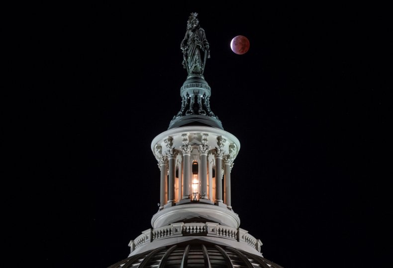 Partial lunar eclipse above Washington, D.C.