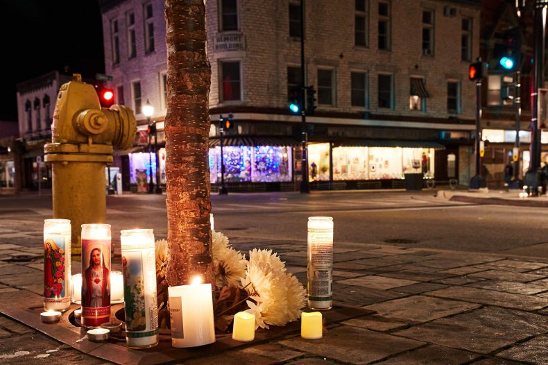 A makeshift memorial in Waukesha