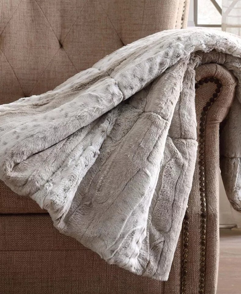 Christian Siriano Snow Leopard Luxury Faux-Fur Throw