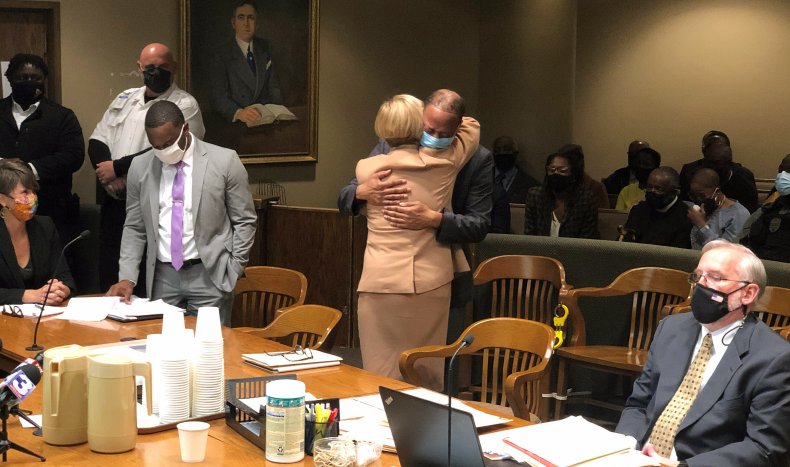 Pervis Payne hugs lawyer