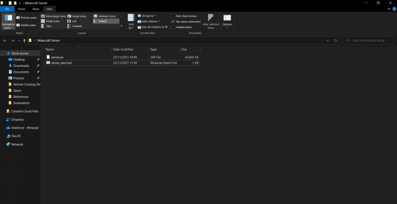 Fichier de commandes Windows du serveur Minecraft