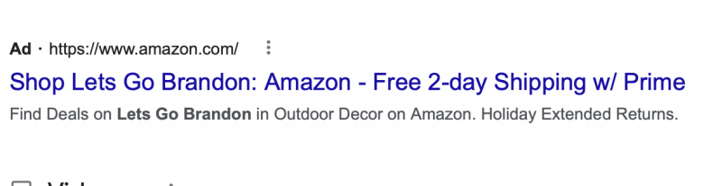 Amazon Google Ad Let's Go Brandon
