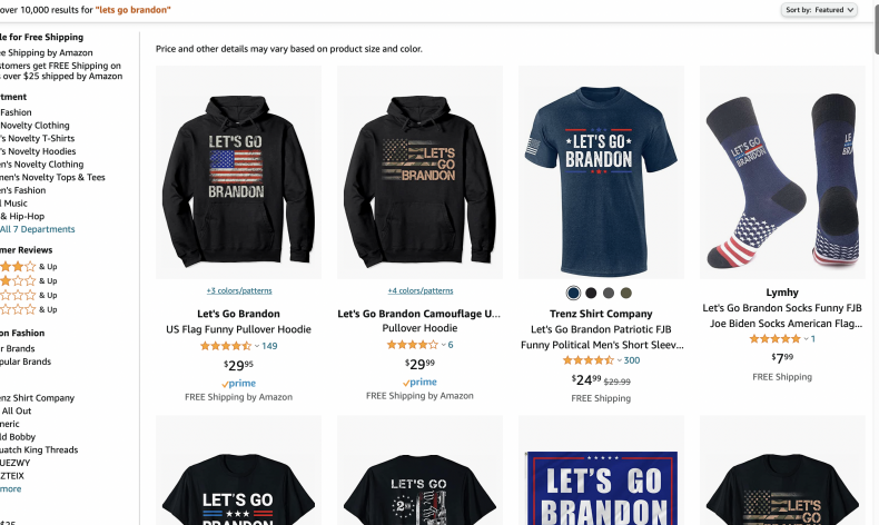 Amazon Let's Go Brandon Page Biden Trump