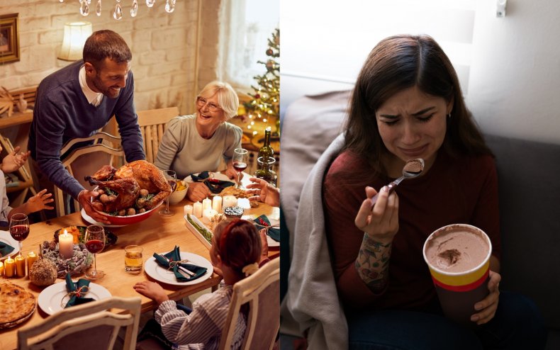 A man at Thanksgiving and a woman