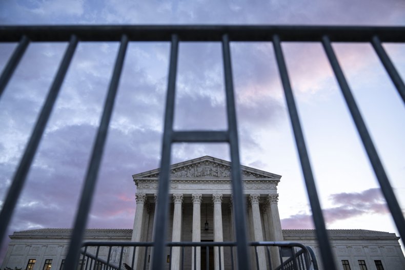Security barricades outside Supreme Court