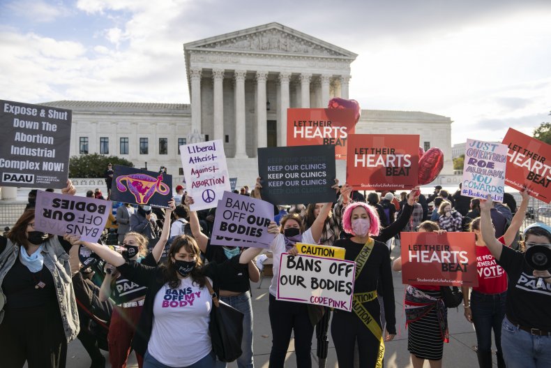 Pro-choice and ant-abortion demonstrators