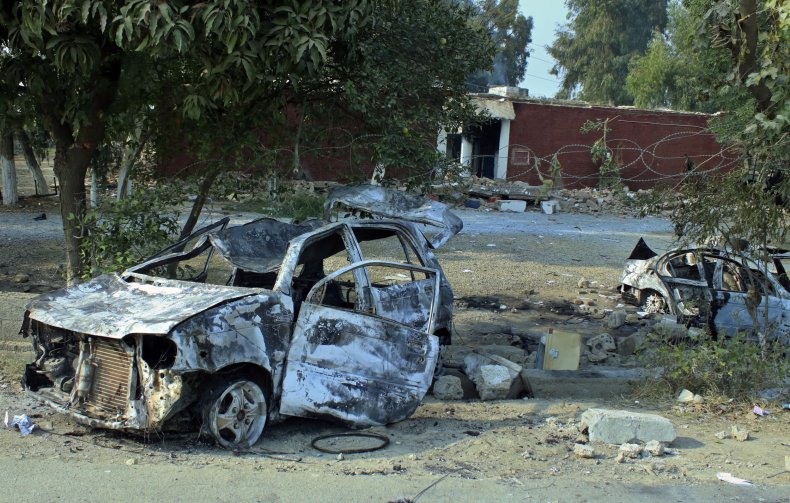 Pakistan, Damaged Police Station, Angry Mob