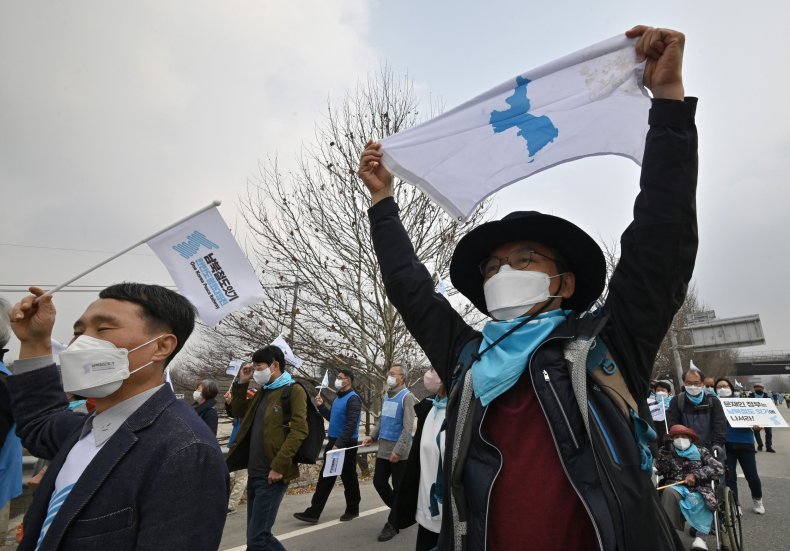 South, Korea, North, reunification, rally, DMZ