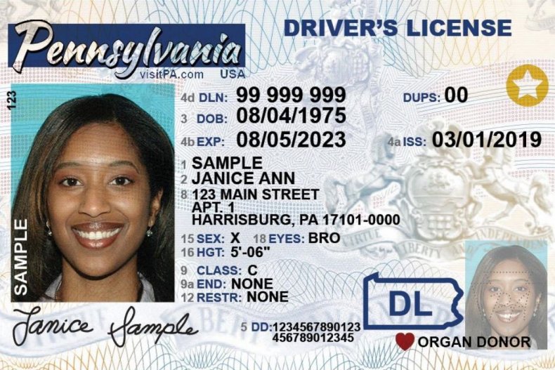 Pennsylvania Driver's License Non-Binary