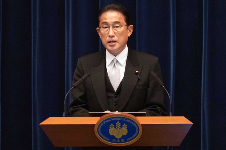 Japan's Prime Minister Fumio Kishida speaks