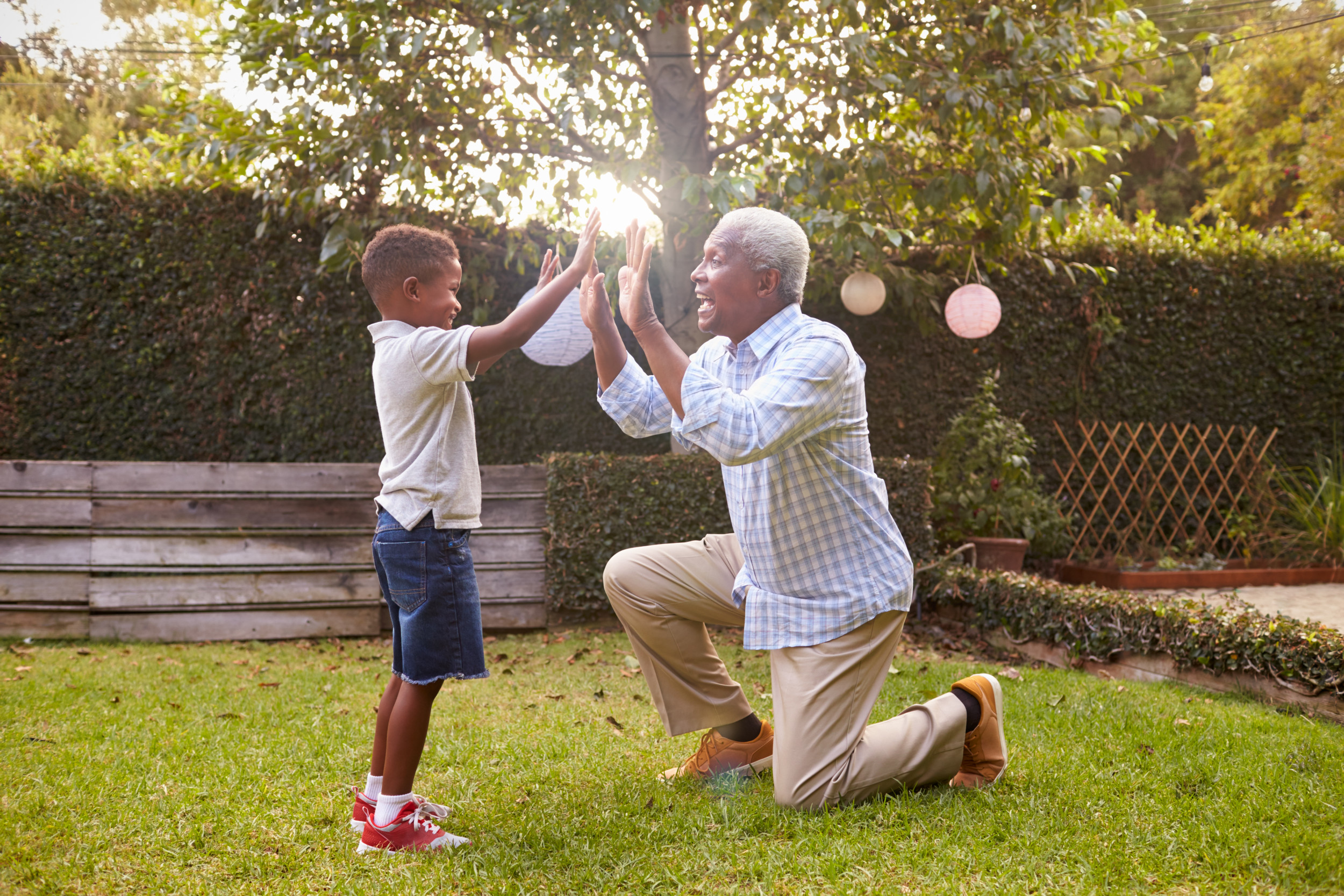 Grandad playing with grandson