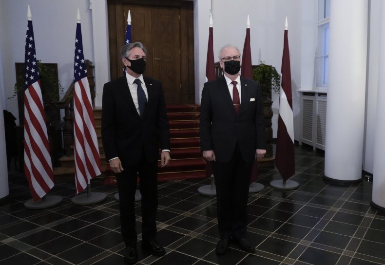 Antony Blinken and Latvian President Egils Levits