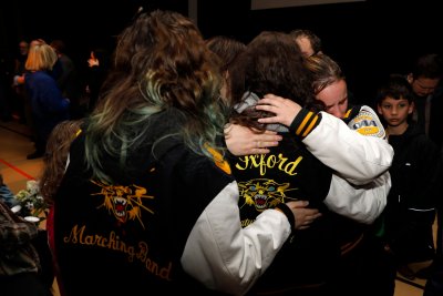 Oxford Students Hug at Vigil Oxford Students Hug at Vigil