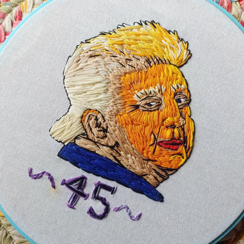 Former President Donald Trump in embroidery.
