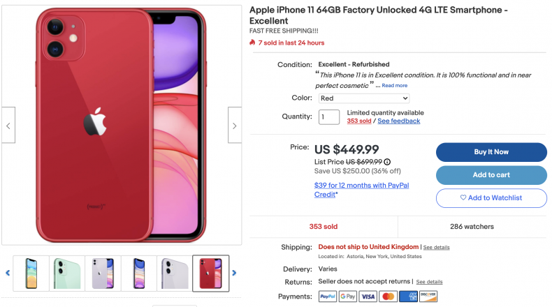 Apple iPhone 11 64GB (eBay Refurbished)