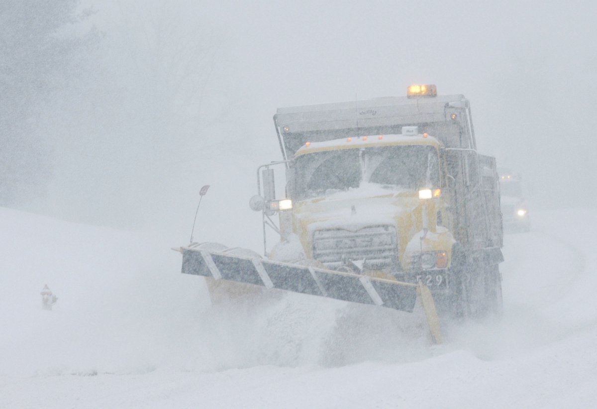  A lone snow plow in Warminster, Pennsylvania