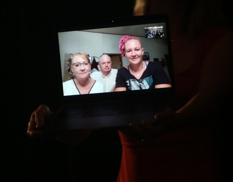 Reality Winner and family pictured on Zoom.