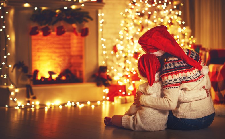 Parent and child at Christmas