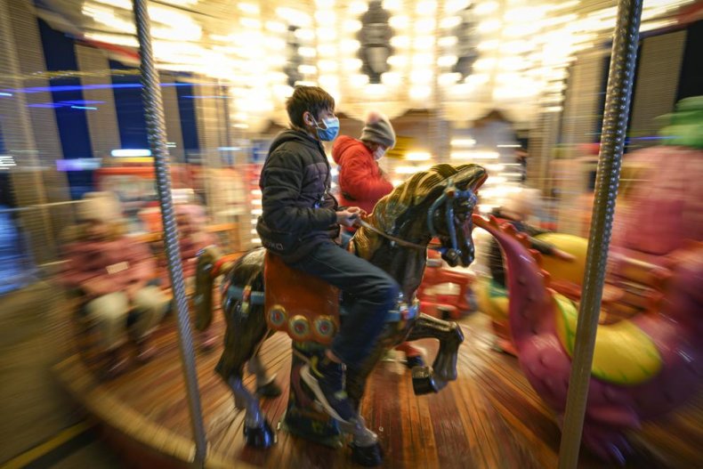 Children on carousel