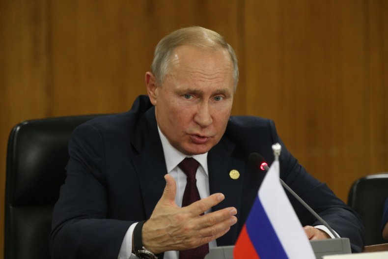 Russian President Vladimir Putin speeches during his 